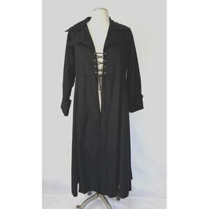 Long Subterranea Black Frock Coat #5 Gothic Punk Steampunk Lace-up Sz M EUC